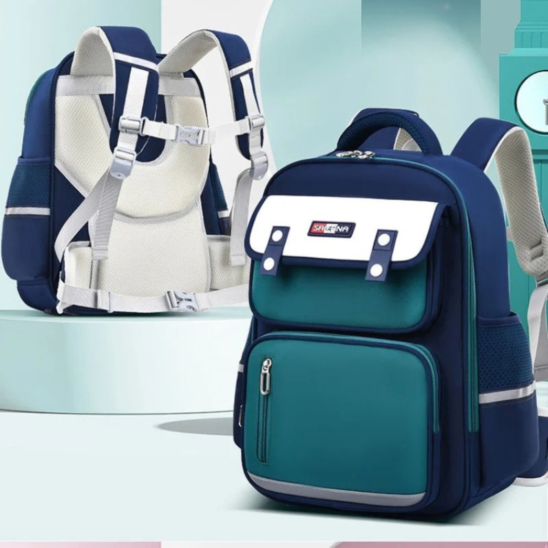Cartable CE1 garçon ergonomique à bandes réfléchissantes – Image 2