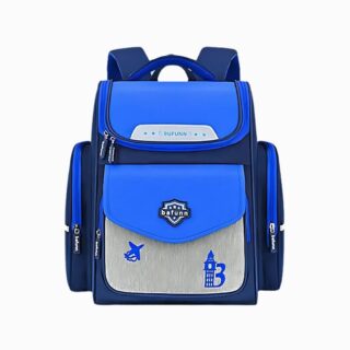 Cartable CE1 pour garçon bleu sur fond blanc