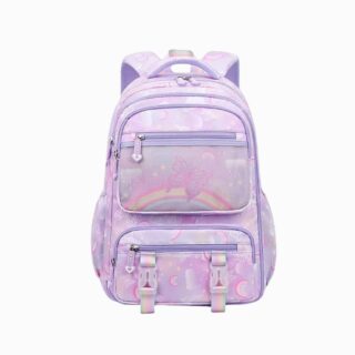 Cartable fille CE2 violet sur fond blanc