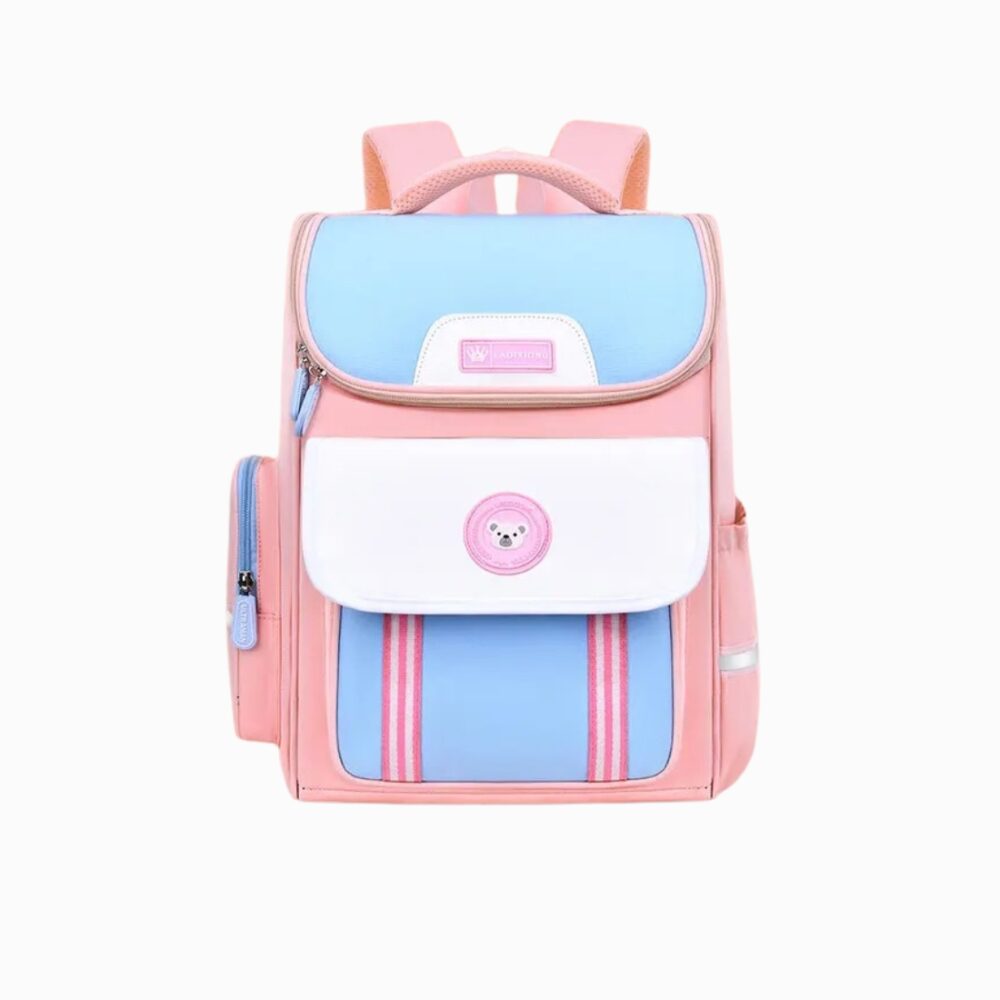Cartable CE2 pour fille rose pastel sur fond blanc