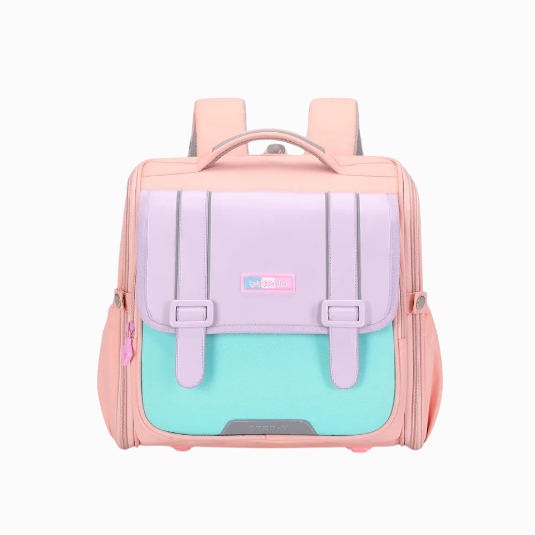 Cartable CE2 pour fille coloris pastel sur fond blanc
