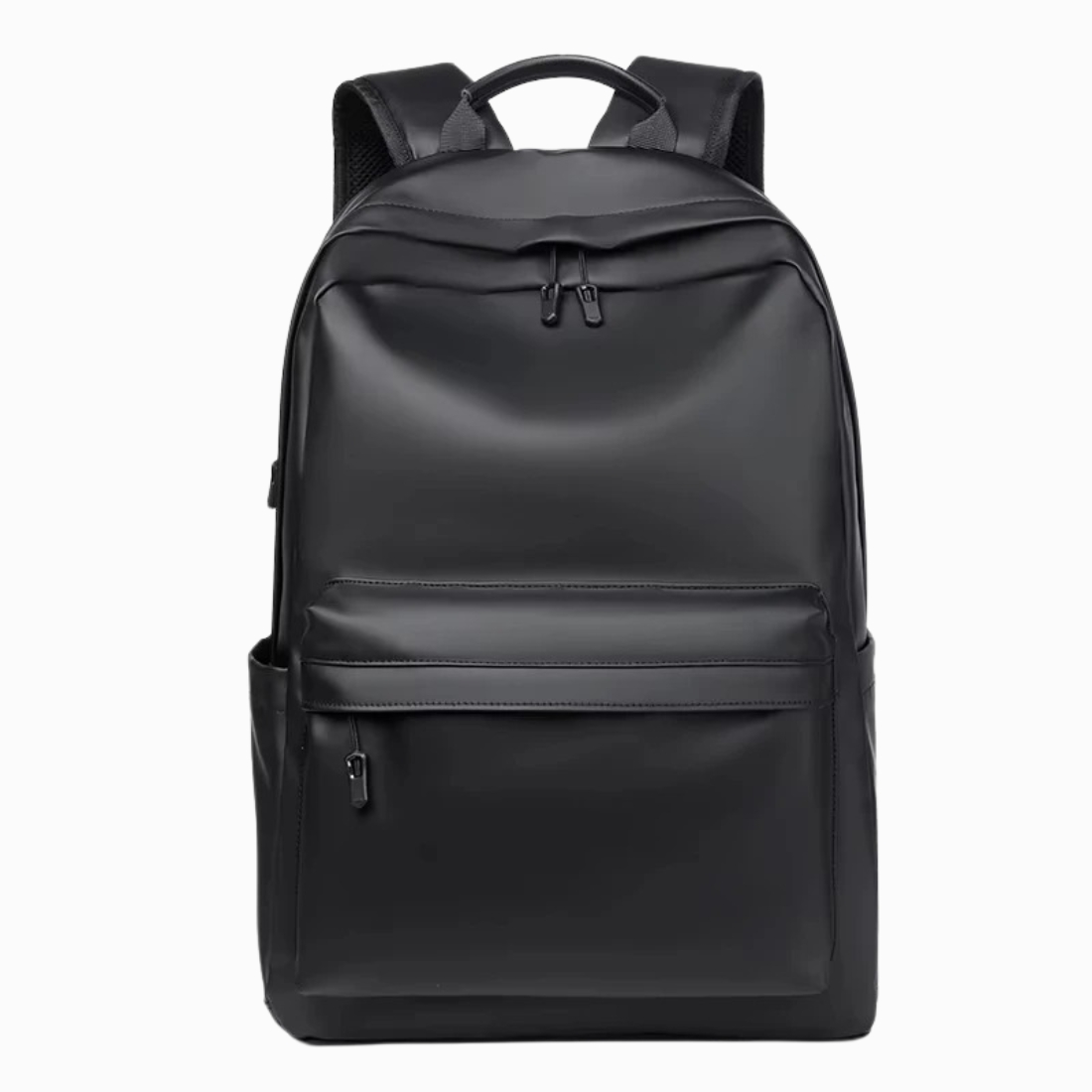 Cartable noir pour homme effet cuir sur fond blanc