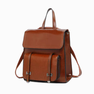 sac a dos cartable en cuir marron style moderne