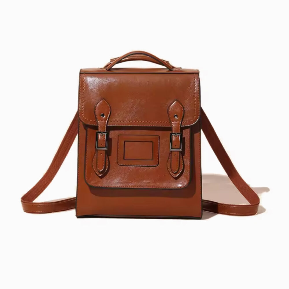 cartable sac a dos en cuir marron