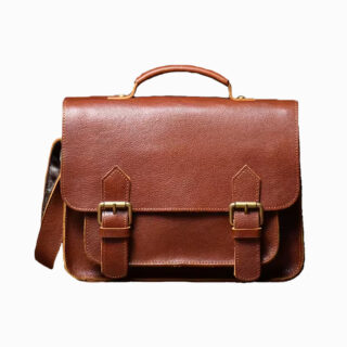 petit cartable en cuir marron style retro