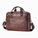 Cartable en cuir marron style sacoche