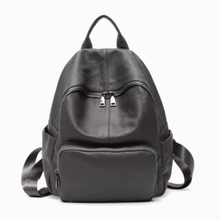 Cartable en cuir souple gris