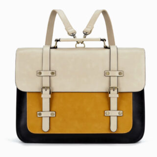 cartable coloré en cuir avec une sangle sac a dos