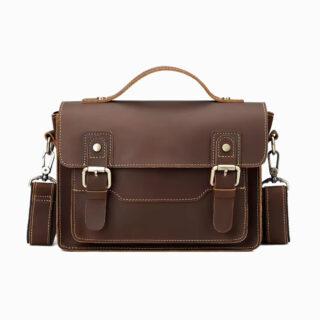 cartable en cuir marron type enseignant avec un style retro moderne