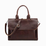 cartable enseignant femme en cuir synthetique marron, style sac a main