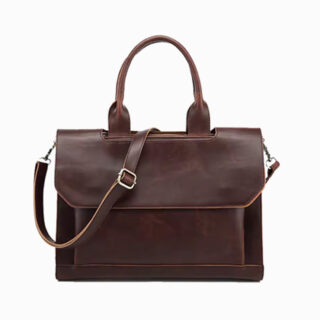 cartable enseignant femme en cuir synthetique marron, style sac a main