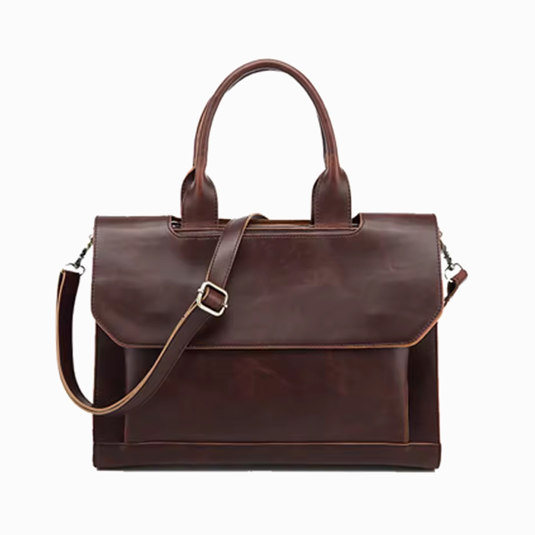 cartable enseignant femme en cuir synthetique marron, style sac a main