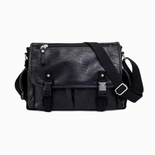 cartable sacoche en cuir noir style moderne