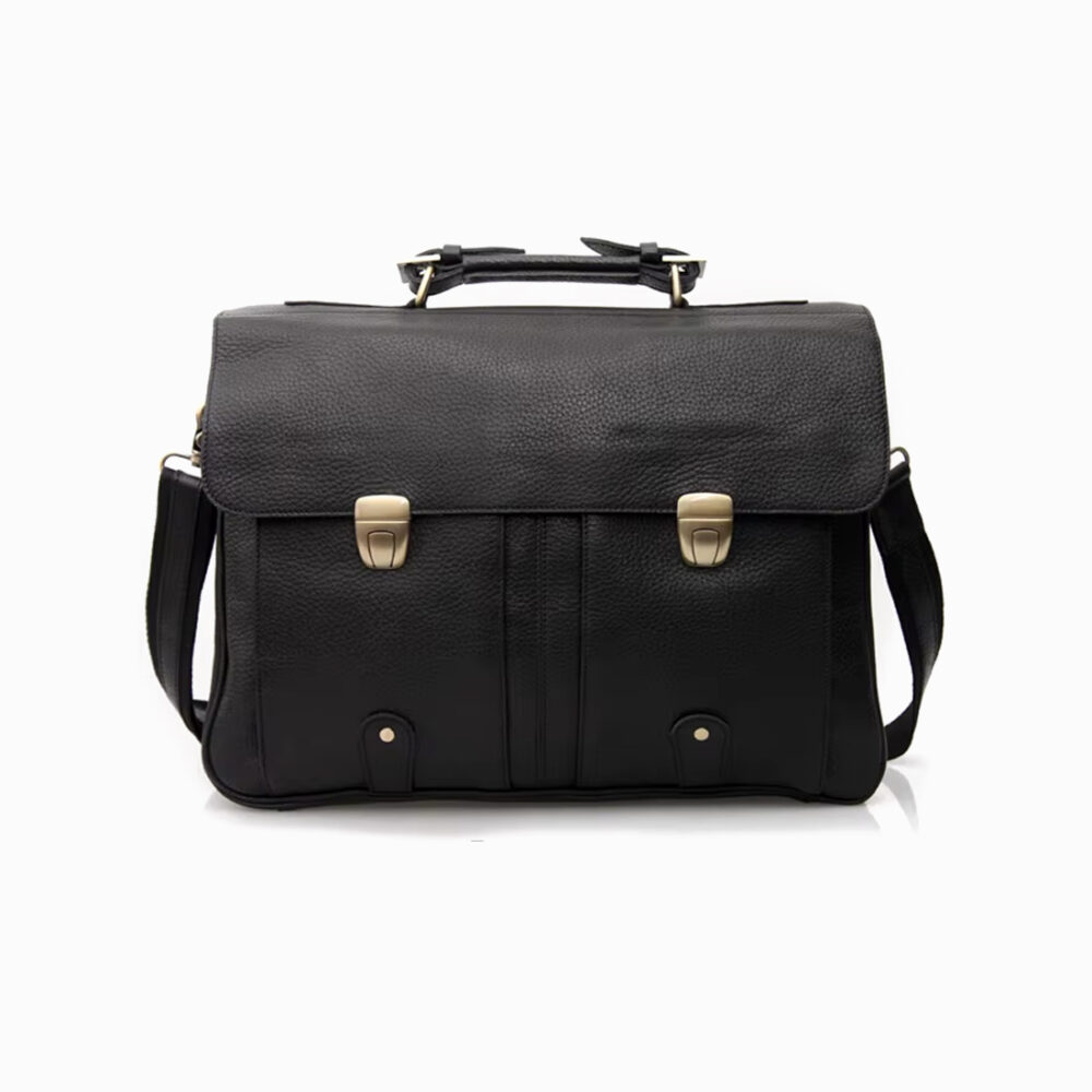 cartable prof en cuir noir graine style professionnel