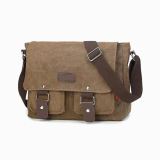 cartable sacoche en toile marron