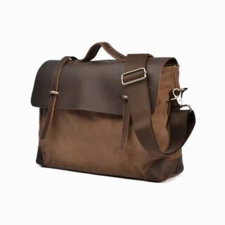 cartable sacoche en cuir et toile