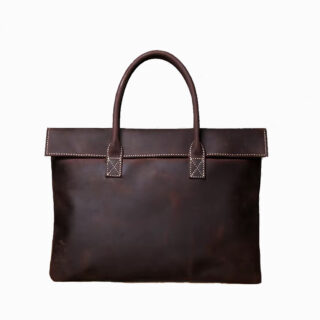 Cartable vintage marron porté main style pochette
