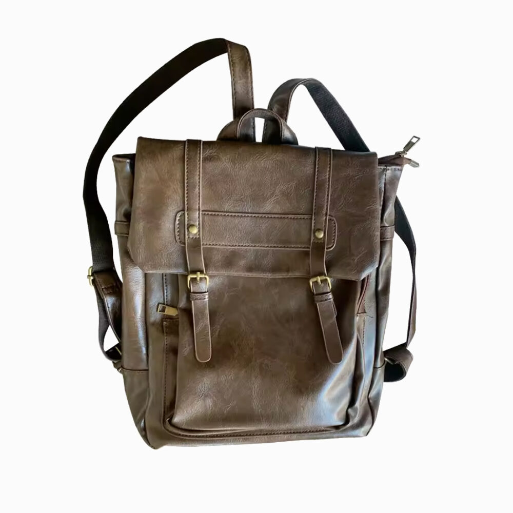 Cartable vintage marron, sac a dos style preppy