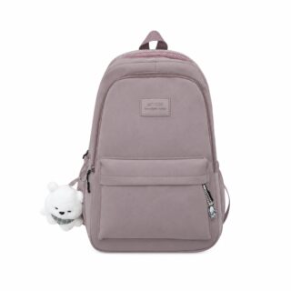 Cartable collège fille imperméable rose, vue de face avec matière et coloris réels