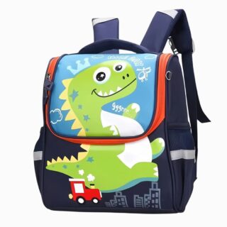Cartable CP pour garçon motif dinosaure sur fond gris très clair