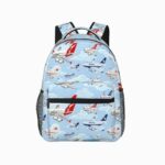 Cartable CM1 pour garçon imprimé avion sur fond blanc