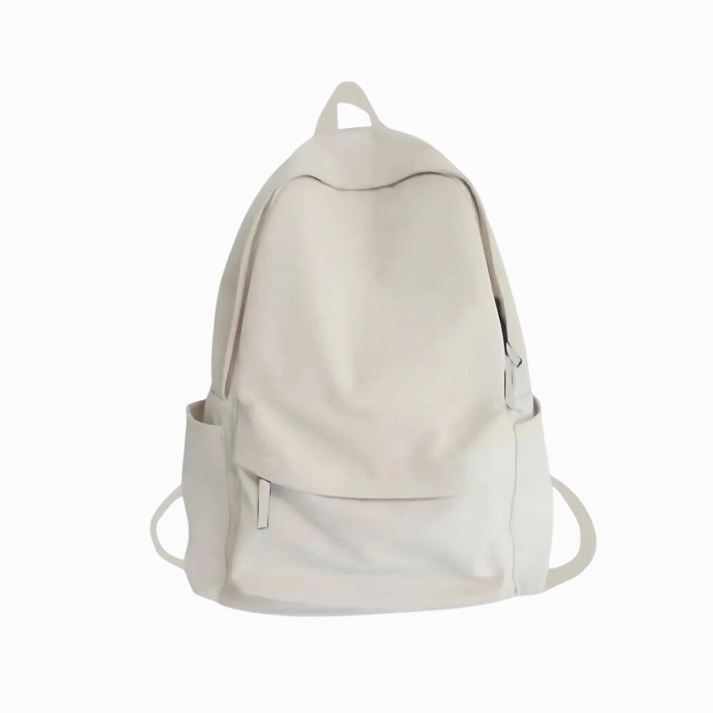 Cartable blanc format sac à dos pour le lycée sur fond blanc