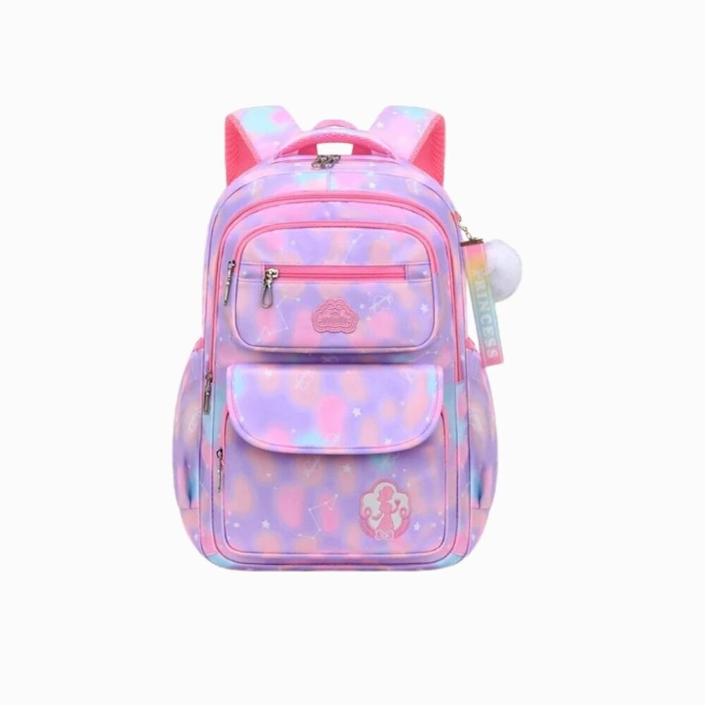 Cartable rose pour fille style kawaii sur fond blanc