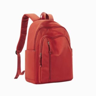 Cartable rouge avec plein de proches sur fond blanc