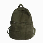 cartable en toile cotele vert kaki style cargo
