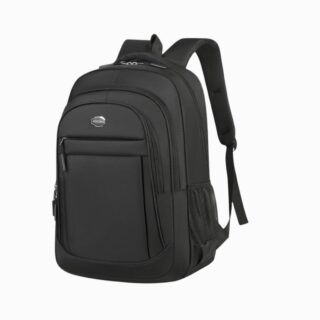 Cartable sac à dos multi-compartiments noir, vue de 3/4, sur fond neutre