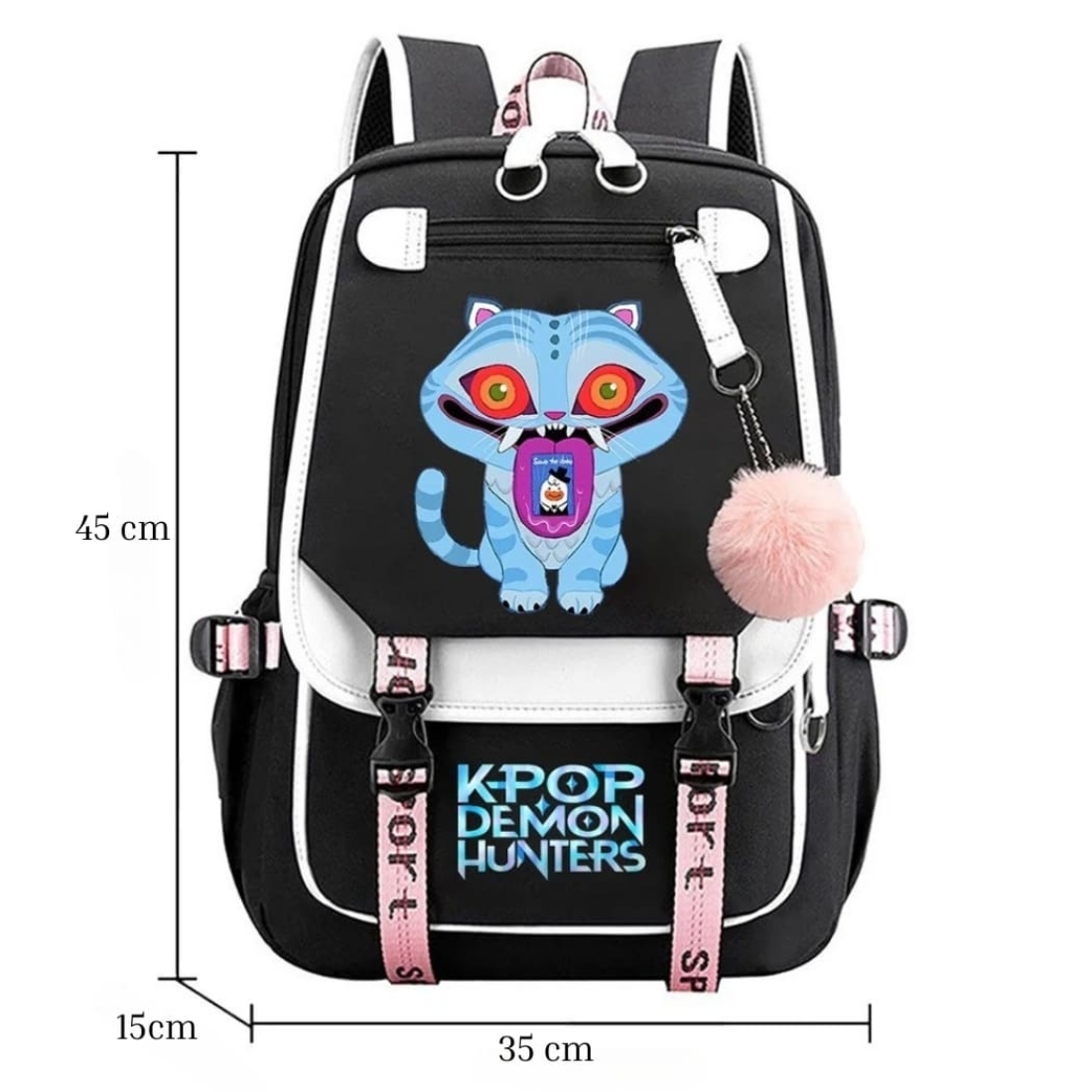 Cartable Kpop Demon Hunters ergonomique à pompon – Image 4