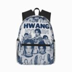 Cartable Kpop avec des photos collage de Hyunjin, sur fond gris