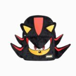 Un cartable Shadow Sonic avec piques en 3D noir, avec le visage de Shadow et de grandes pointes rouges sur les côtés, posé sur un fond blanc.
